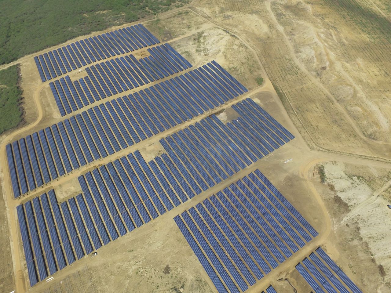 Wide view of solar farm completed
